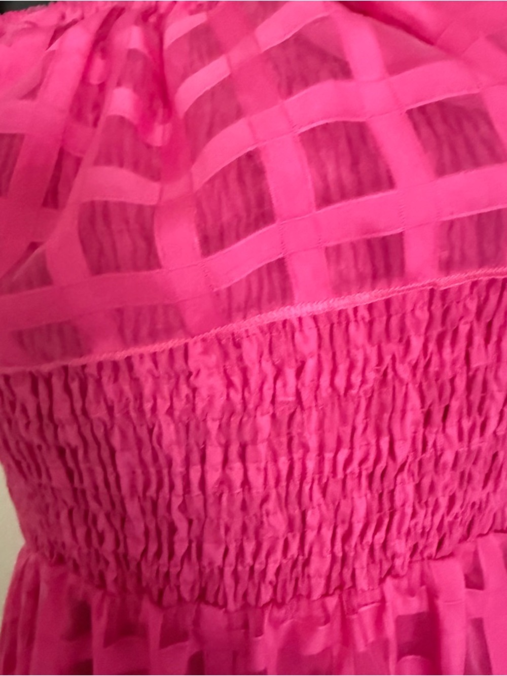 SHEIN Fuchsia Checkered Maxi Dress with Smocked Bodice - Picture 10 of 13